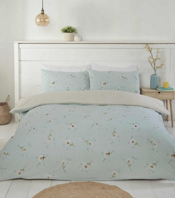 Rapport Daisy Duck Egg Duvet Cover Set Flower Themed King Bedding Set - image 1
