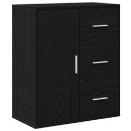 Berkfield Sideboard With Drawer Black Oak 60 X 31 X 70 Cm Engineered Wood - thumbnail 2