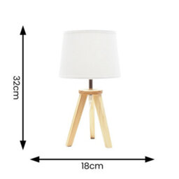 Valuelights Jackson Natural Wood Tripod Table Lamp With Fabric Shade - thumbnail 4