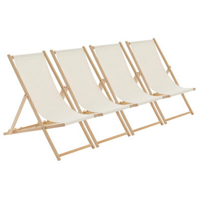 Harbour Housewares Folding Wooden Beach Deck Chairs - Natural - Pack Of 4 - image 1