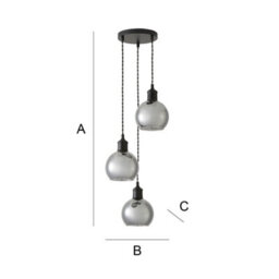 Valuelights Bellamy Smoked Glass Globe 3 Drop Cluster Matte Black Ceiling Pendant Light With Bulbs - thumbnail 7