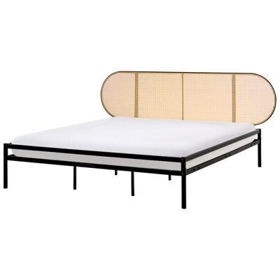 Beliani Bed Pe Rattan Boulin 180 X 200 Cm (Eu Super King) Black - image 1