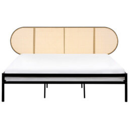 Beliani Bed Pe Rattan Boulin 180 X 200 Cm (Eu Super King) Black - thumbnail 5