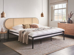 Beliani Bed Pe Rattan Boulin 180 X 200 Cm (Eu Super King) Black - thumbnail 2