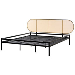 Beliani Bed Pe Rattan Boulin 180 X 200 Cm (Eu Super King) Black - thumbnail 4