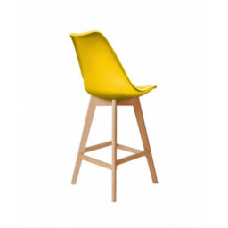 Fusion Living Soho Yellow Plastic Bar Stool With Light Wood Legs - thumbnail 3