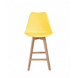 Fusion Living Soho Yellow Plastic Bar Stool With Light Wood Legs - thumbnail 6