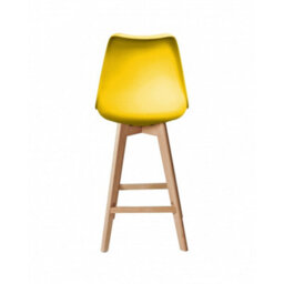 Fusion Living Soho Yellow Plastic Bar Stool With Light Wood Legs - thumbnail 4