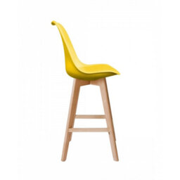 Fusion Living Soho Yellow Plastic Bar Stool With Light Wood Legs - thumbnail 5