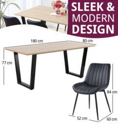 Hallowood Furniture Dudley Dining Table 1.8M With 4 Black Bonded Leather Chairs - thumbnail 3
