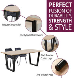 Hallowood Furniture Dudley Dining Table 1.8M With 4 Black Bonded Leather Chairs - thumbnail 2
