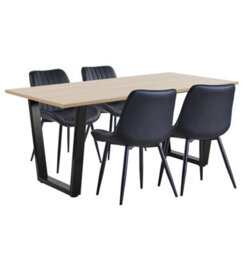 Hallowood Furniture Dudley Dining Table 1.8M With 4 Black Bonded Leather Chairs - thumbnail 8