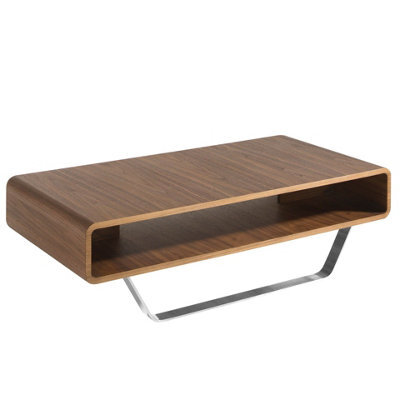 Angel Cerda Stylish Rectangular Walnut Coffee Table With Chrome Legs - image 1