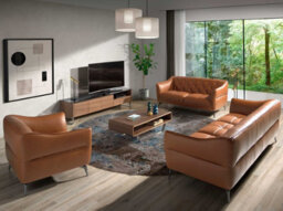 Angel Cerda Stylish Rectangular Walnut Coffee Table With Chrome Legs - thumbnail 3