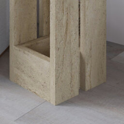 Decortie Tasos Modern Slim Side End Coffee Table 30Cm Particle Board Legs Travertine Living Room H 50.5Cm - thumbnail 4