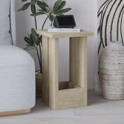 Decortie Tasos Modern Slim Side End Coffee Table 30Cm Particle Board Legs Travertine Living Room H 50.5Cm - thumbnail 5