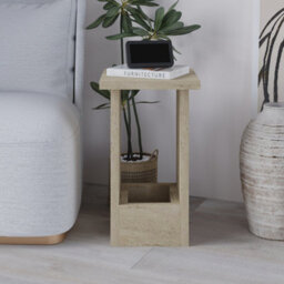 Decortie Tasos Modern Slim Side End Coffee Table 30Cm Particle Board Legs Travertine Living Room H 50.5Cm - thumbnail 6