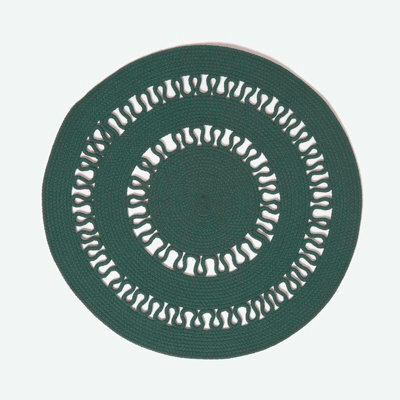 Homescapes Green Crochet Braided Rug 70Cm Round - image 1