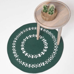 Homescapes Green Crochet Braided Rug 70Cm Round - thumbnail 2