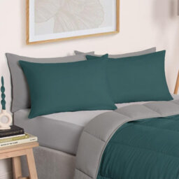 OHS Coverless 10.5 Tog Duvet & Pillowcase, Teal/grey - King - thumbnail 4