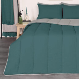 OHS Coverless 10.5 Tog Duvet & Pillowcase, Teal/grey - King - thumbnail 3