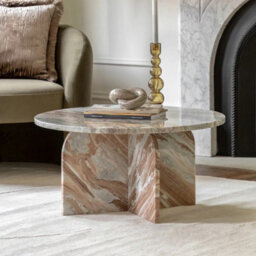 Xample Gallery Amalfi Natural Marble Coffee Table Solid Stone Top Base Curved Edges Luxury Living Room Centre Table - thumbnail 1