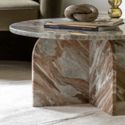 Xample Gallery Amalfi Natural Marble Coffee Table Solid Stone Top Base Curved Edges Luxury Living Room Centre Table - thumbnail 4