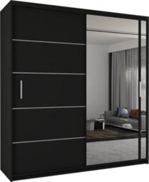 Sliding Wardrobes 4 u LTD Sliding Wardrobes 4U Heaton Mirror Sliding Door Wardrobe In 3 Colors And 4 Sizes (Black W120Cm H217Cm) - thumbnail 2