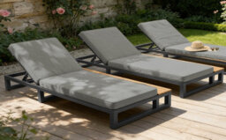 Btm Outdoor Daybed Lounger, Adjustable Backrest, Waterproof Sofa Bed, Grey Right Side - thumbnail 4