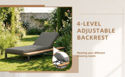 Btm Outdoor Daybed Lounger, Adjustable Backrest, Waterproof Sofa Bed, Grey Right Side - thumbnail 9
