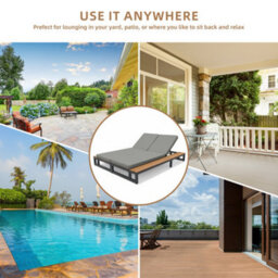 Btm Outdoor Daybed Lounger, Adjustable Backrest, Waterproof Sofa Bed, Grey Right Side - thumbnail 7
