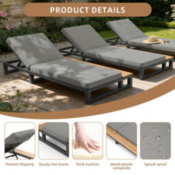 Btm Outdoor Daybed Lounger, Adjustable Backrest, Waterproof Sofa Bed, Grey Right Side - thumbnail 6