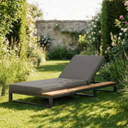 Btm Outdoor Daybed Lounger, Adjustable Backrest, Waterproof Sofa Bed, Grey Right Side - thumbnail 2