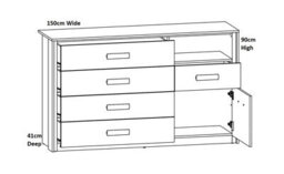 Impact Furniture Sideboard Storage Unit Chest Of Drawers Dresser Dark Oak Black Cabinet Large Luxury Bedroom Kassel - thumbnail 5