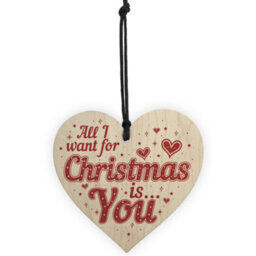 Red Ocean All I Want For Christmas Is You Wooden Heart Husband Wife Boy Girl Friend Relationship Gift Keepsake - thumbnail 5