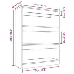 Berkfield Book Cabinet/room Divider Black 80X30X103 Cm Engineered Wood - thumbnail 7
