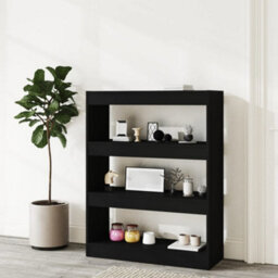 Berkfield Book Cabinet/room Divider Black 80X30X103 Cm Engineered Wood - thumbnail 3
