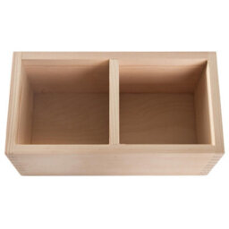 Woodeedoo Wooden Rectangular Storage Box With 2 Compartments Open Top Organiser Crayon Pen Pot Desk Tidy 23.5X12.5X10.5Cm - thumbnail 5