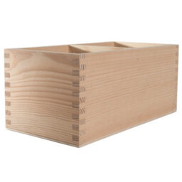 Woodeedoo Wooden Rectangular Storage Box With 2 Compartments Open Top Organiser Crayon Pen Pot Desk Tidy 23.5X12.5X10.5Cm - thumbnail 3