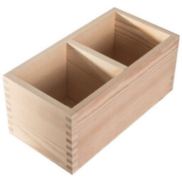 Woodeedoo Wooden Rectangular Storage Box With 2 Compartments Open Top Organiser Crayon Pen Pot Desk Tidy 23.5X12.5X10.5Cm - thumbnail 6