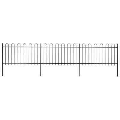 Walplus Garden Fence With Hoop Top Steel 537X100 Cm Black - image 1