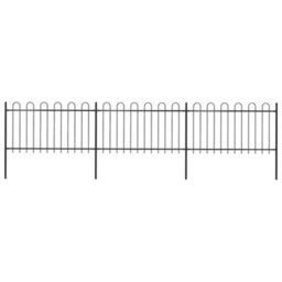 Walplus Garden Fence With Hoop Top Steel 537X100 Cm Black - thumbnail 1