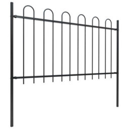 Walplus Garden Fence With Hoop Top Steel 537X100 Cm Black - thumbnail 2