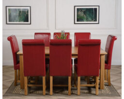 That's Furniture Oslo 180 X 90 Cm Large Oak Dining Table And 8 Chairs Dining Set With Washington Burgundy Leather Chairs - thumbnail 2