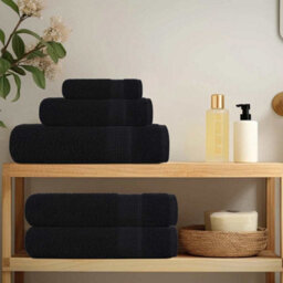 Walplus Towels 2 Pcs Black 100X200 Cm 360 Gsm 100% Cotton - thumbnail 3