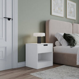 Urbn-Living Urbnliving 47Cm Height Drawer Bedside White Table Nightstand Shelf Cabinet Storage Unit Bedroom Furniture - thumbnail 1