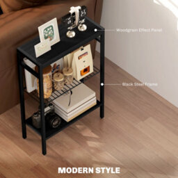 Homcom Side Table With Storage, Small Table For Living Room, Bedroom, Black - thumbnail 5