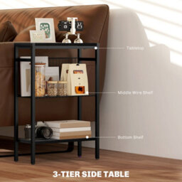 Homcom Side Table With Storage, Small Table For Living Room, Bedroom, Black - thumbnail 4