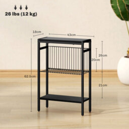Homcom Side Table With Storage, Small Table For Living Room, Bedroom, Black - thumbnail 3