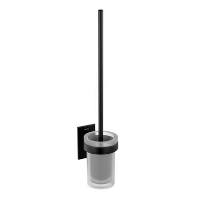 Cosmic Wall-Mounted Toilet Brush, Self-Adhesive, Black, Compact Design, Glass And Metal, Stick Collection - image 1